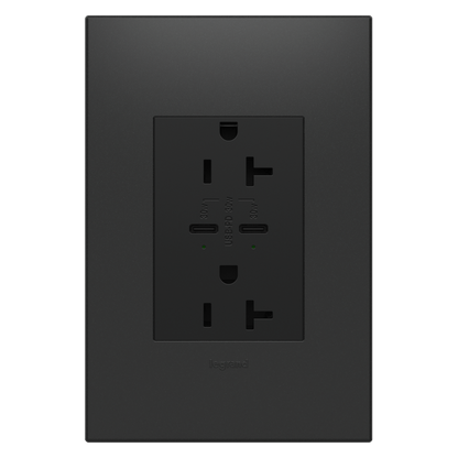 LEGRAND ARTRUSB20PD30G4 ADORNE  20A Tamper-Resistant Ultra-Fast Plus Power Delivery USB Type-C/C Outlet, Plus-Size, Graphite