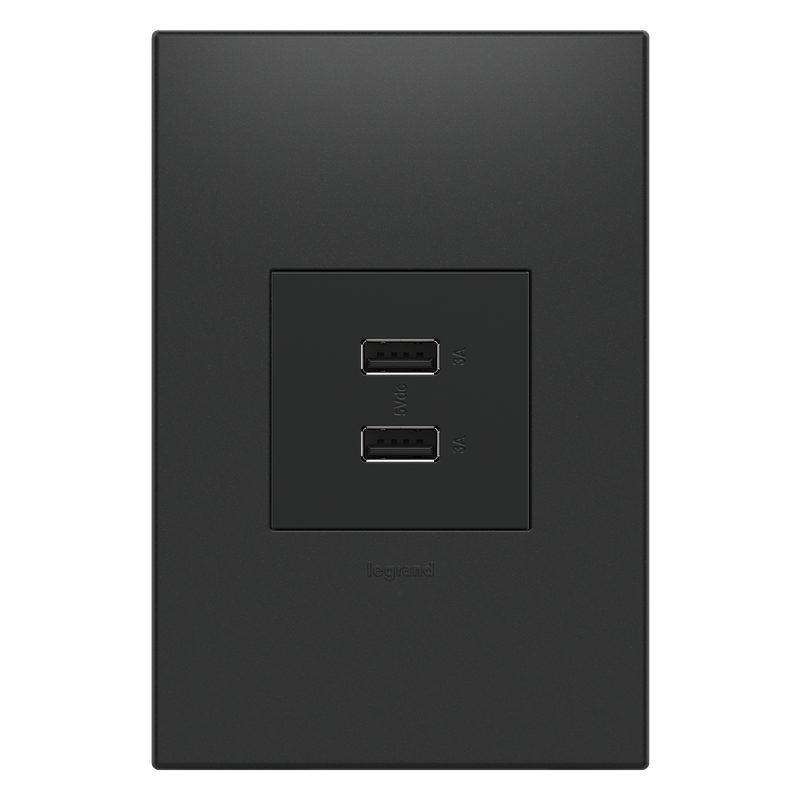 LEGRAND ARUSB2AA6G4 ADORNE  Ultra-Fast USB Type-A/A Outlet Module, Graphite