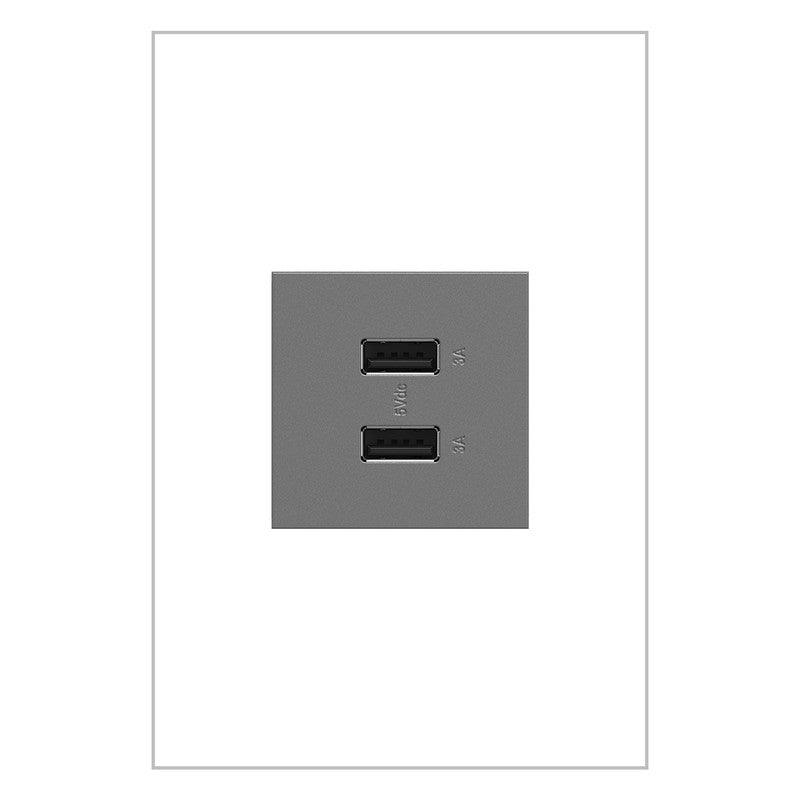 LEGRAND ARUSB2AA6M4 ADORNE  Ultra-Fast USB Type-A/A Outlet Module, Magnesium