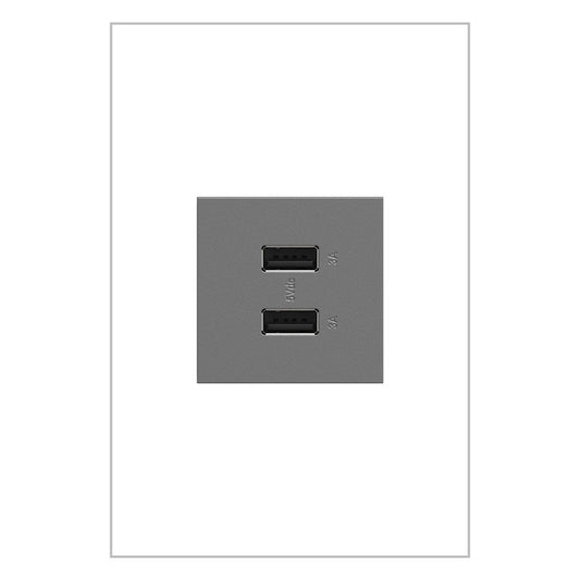 LEGRAND ARUSB2AA6M4 ADORNE  Ultra-Fast USB Type-A/A Outlet Module, Magnesium