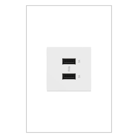 LEGRAND ARUSB2AA6W4 ADORNE  Ultra-Fast USB Type-A/A Outlet Module, White