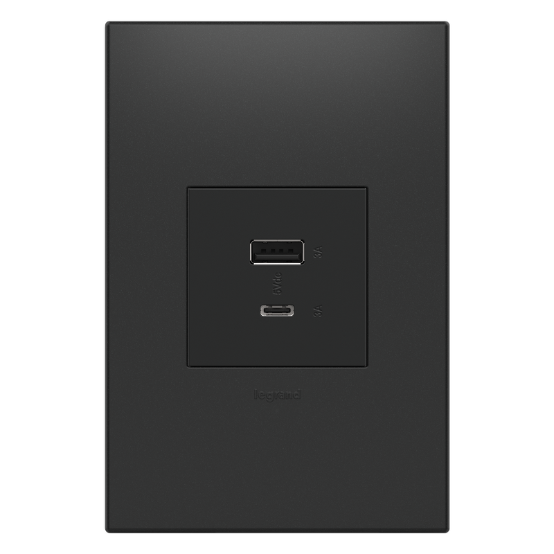 LEGRAND ARUSB2AC6G4 ADORNE  Ultra-Fast USB Type-A/C Outlet Module, Graphite