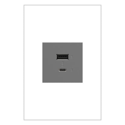 LEGRAND ARUSB2AC6M4 ADORNE  Ultra-Fast USB Type-A/C Outlet Module, Magnesium