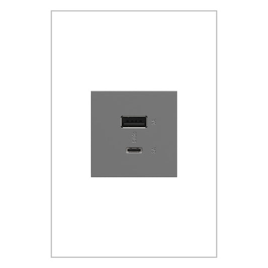 LEGRAND ARUSB2AC6M4 ADORNE  Ultra-Fast USB Type-A/C Outlet Module, Magnesium