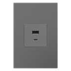 LEGRAND ARUSB2AC6M4 ADORNE  Ultra-Fast USB Type-A/C Outlet Module, Magnesium