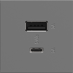 LEGRAND ARUSB2AC6M4 ADORNE  Ultra-Fast USB Type-A/C Outlet Module, Magnesium