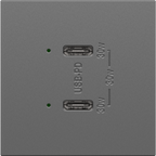 LEGRAND ARUSB30PDM4 ADORNE  Ultra-Fast Plus Power Delivery USB Type-C/C Outlet Module, Magnesium