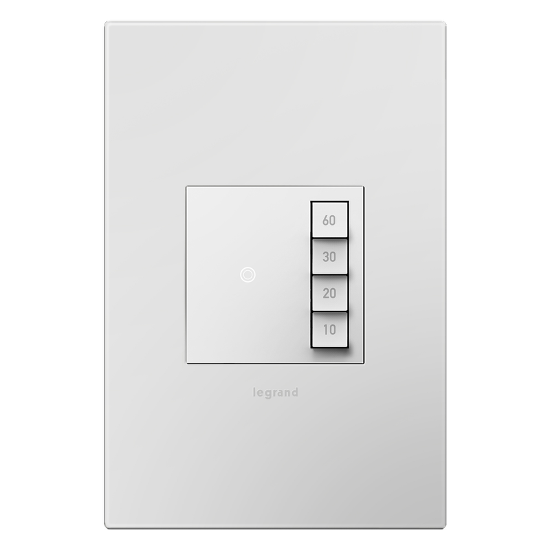 LEGRAND ASTM2W2 ADORNE  Timer Switch, Manual On/Timed Off, White, with Microban