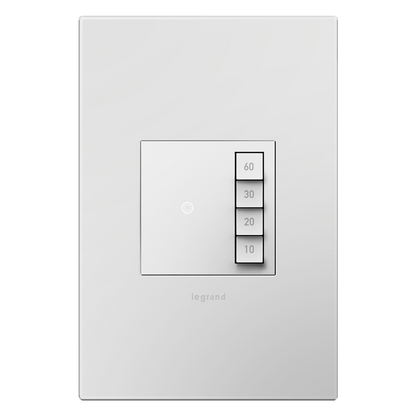 LEGRAND ASTM2W2 ADORNE  Timer Switch, Manual On/Timed Off, White, with Microban