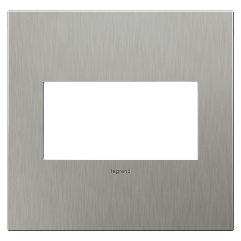 LEGRAND AWC2GBS4 ADORNE  Brushed Stainless Steel Two-Gang Screwless Wall Plate