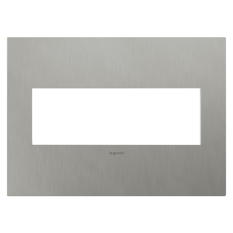 LEGRAND AWC3GBS4 ADORNE  Brushed Stainless Steel Three-Gang Screwless Wall Plate