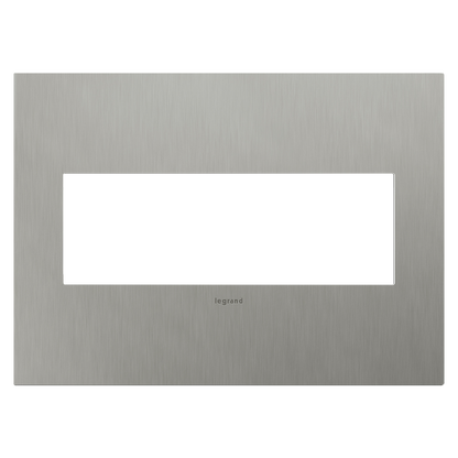 LEGRAND AWC3GBS4 ADORNE  Brushed Stainless Steel Three-Gang Screwless Wall Plate