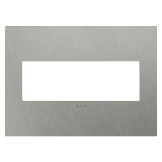 LEGRAND AWC3GBS4 ADORNE  Brushed Stainless Steel Three-Gang Screwless Wall Plate