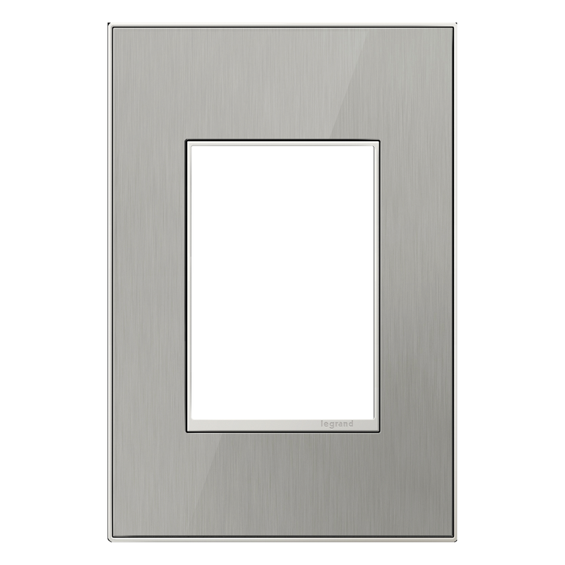 LEGRAND AWM1G3MS4 ADORNE  Brushed Stainless One-Gang-Plus Screwless Wall Plate