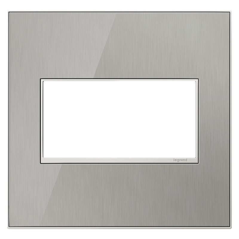 LEGRAND AWM2GMS4 ADORNE  Brushed Stainless Two-Gang Screwless Wall Plate