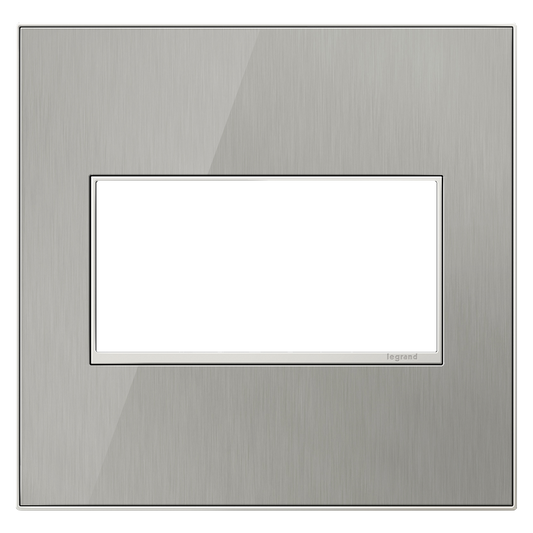 LEGRAND AWM2GMS4 ADORNE  Brushed Stainless Two-Gang Screwless Wall Plate