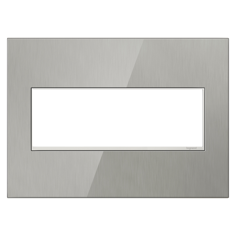 LEGRAND AWM3GMS4 ADORNE  Brushed Stainless Three-Gang Screwless Wall Plate