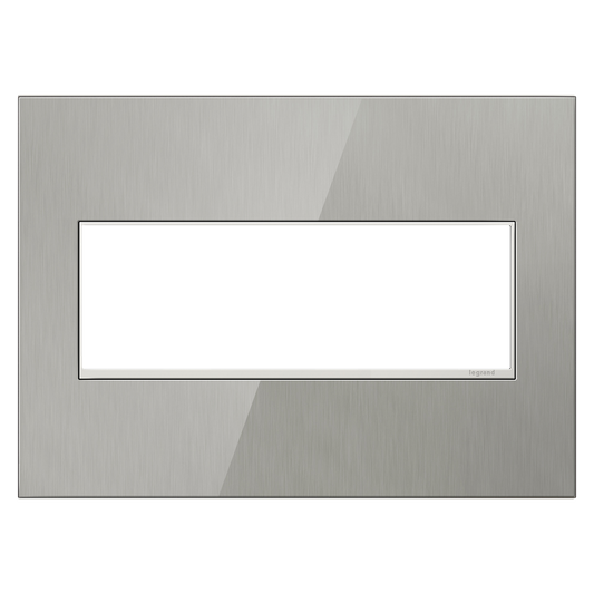 LEGRAND AWM3GMS4 ADORNE  Brushed Stainless Three-Gang Screwless Wall Plate