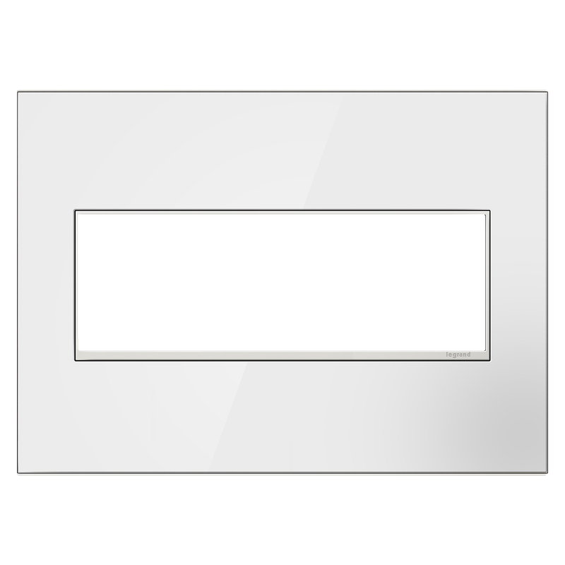 LEGRAND AWM3GMWW4 ADORNE  Mirror White-on-White Three-Gang Screwless Wall Plate