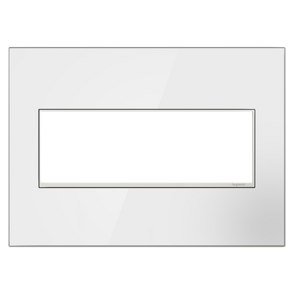 LEGRAND AWM3GMWW4 ADORNE  Mirror White-on-White Three-Gang Screwless Wall Plate