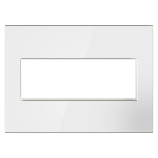 LEGRAND AWM3GMWW4 ADORNE  Mirror White-on-White Three-Gang Screwless Wall Plate