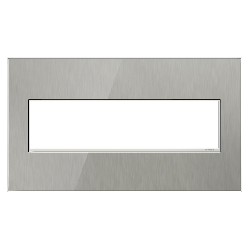 LEGRAND AWM4GMS4 ADORNE  Brushed Stainless Four-Gang Screwless Wall Plate