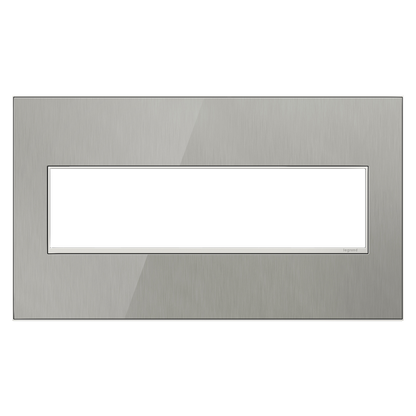 LEGRAND AWM4GMS4 ADORNE  Brushed Stainless Four-Gang Screwless Wall Plate