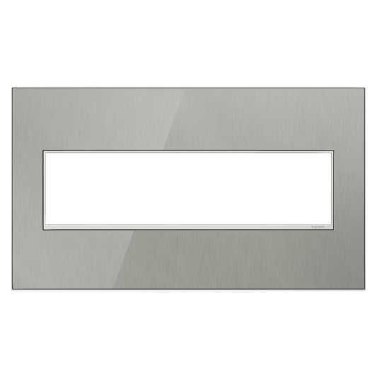 LEGRAND AWM4GMS4 ADORNE  Brushed Stainless Four-Gang Screwless Wall Plate