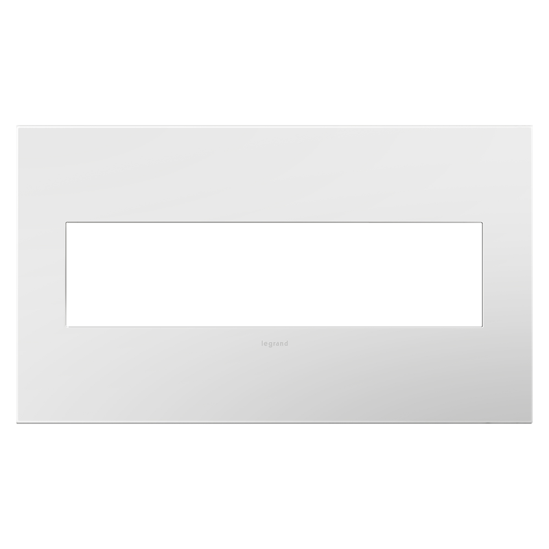 LEGRAND AWP4GWHW4 ADORNE  Gloss White-on-White Four-Gang Screwless Wall Plate with Microban