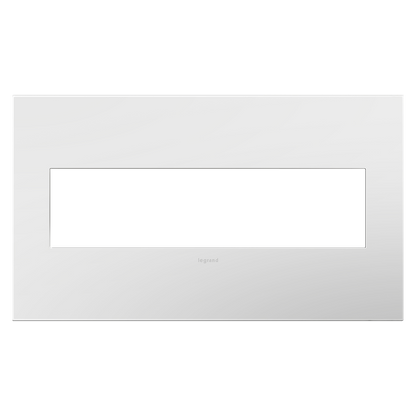 LEGRAND AWP4GWHW4 ADORNE  Gloss White-on-White Four-Gang Screwless Wall Plate with Microban