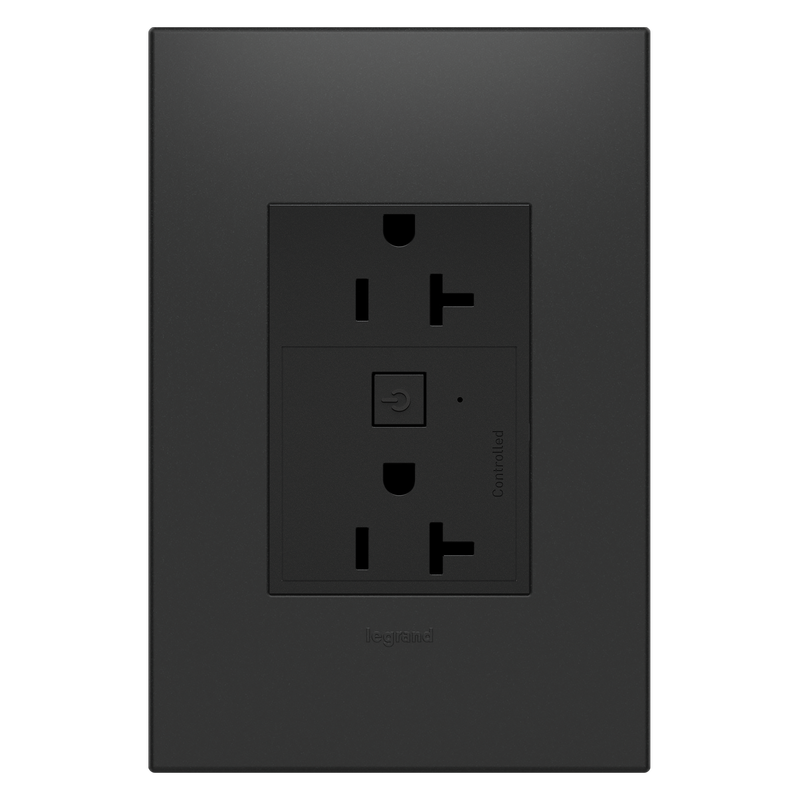 LEGRAND WNAR203G1 ADORNE  20A Smart Outlet with Netatmo, Plus-Size, Graphite