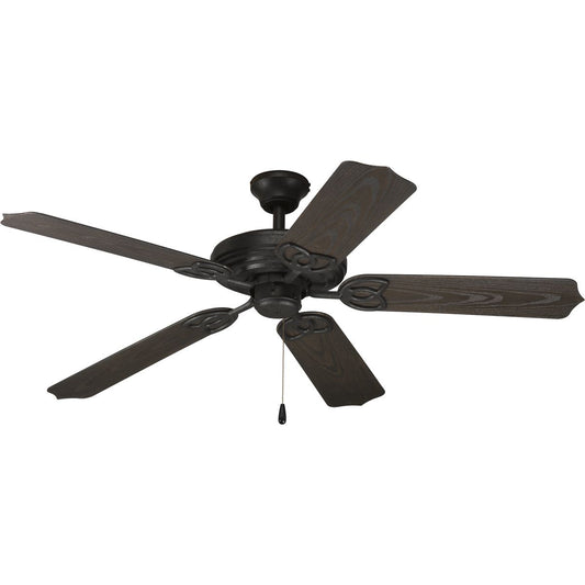 PROGRESS LIGHTING P2502-80 AirPro Collection 52" Five-Blade Indoor/Outdoor Ceiling Fan in Forged Black