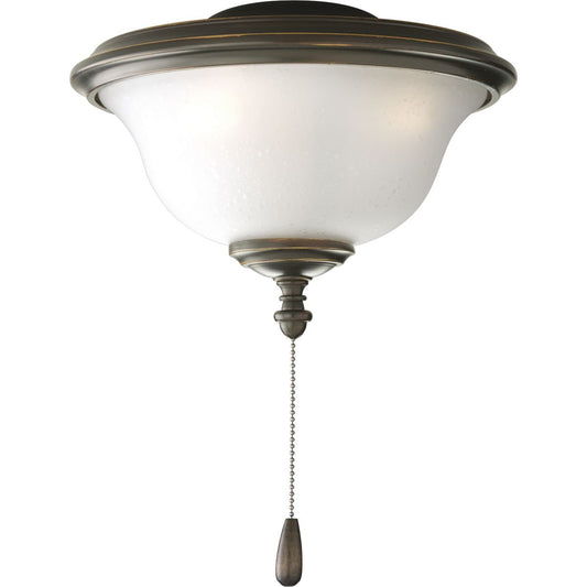 PROGRESS LIGHTING P2636-20WB AirPro Collection Two-Light Indoor/Outdoor Ceiling Fan Light in Antique Bronze