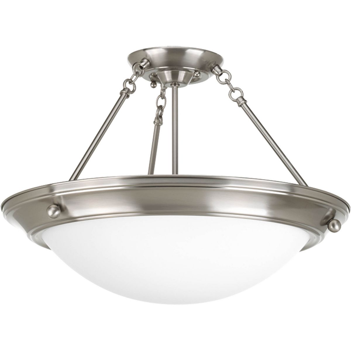 PROGRESS LIGHTING P3569-09 Brushed Nickel Eclipse Collection Three-Light 19-3/8" Close-to-Ceiling