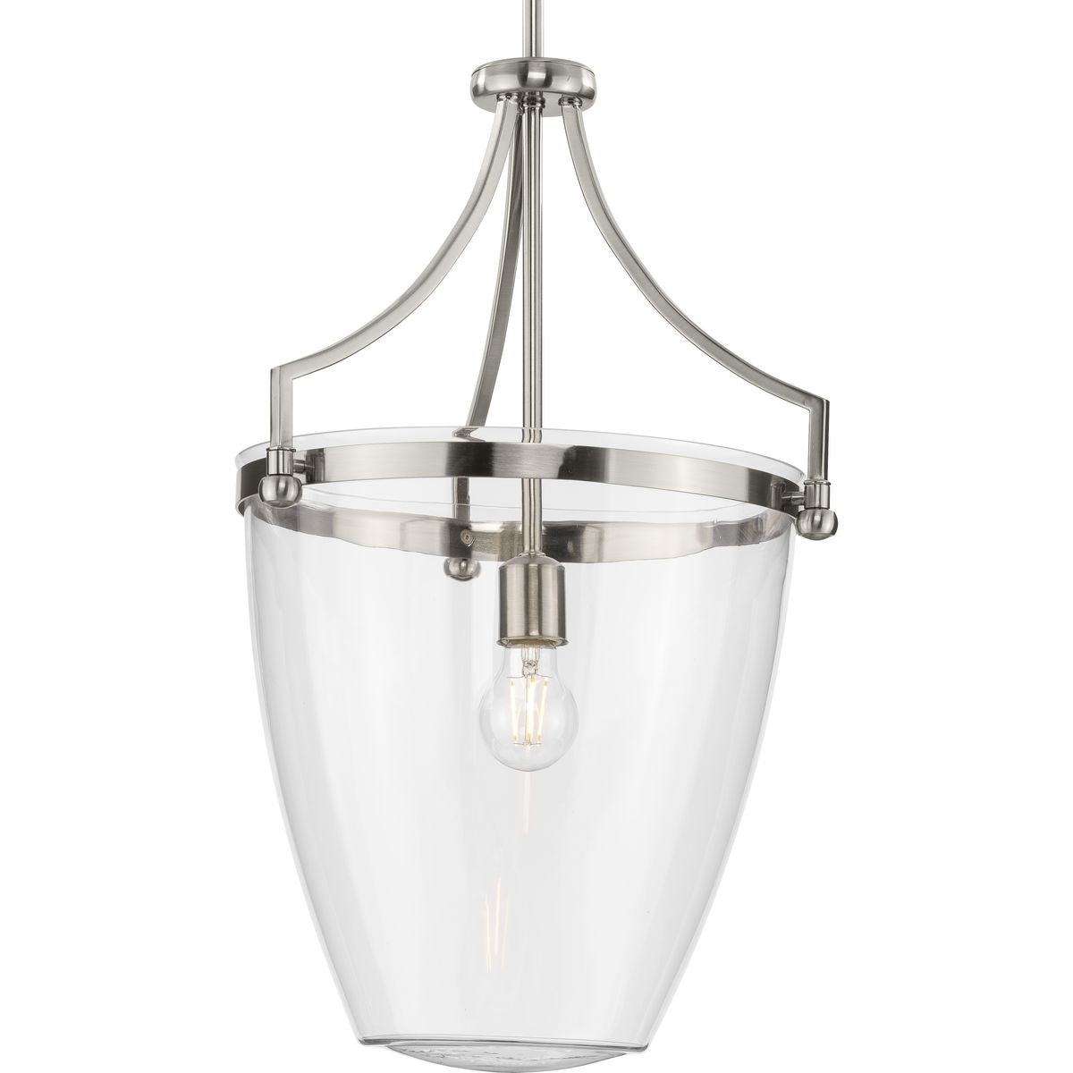 PROGRESS LIGHTING P500361-009 Brushed Nickel Parkhurst Collection One-Light New Traditional Brushed Nickel Clear Glass Pendant Light