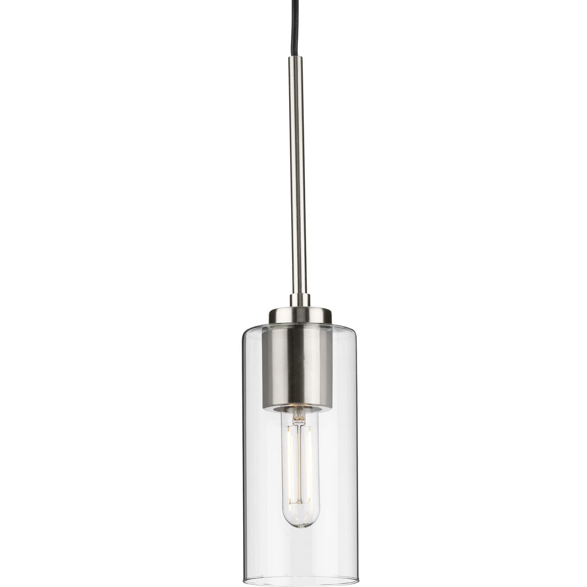 PROGRESS LIGHTING P500403-009 Brushed Nickel Cofield Collection One-Light Brushed Nickel Transitional Pendant