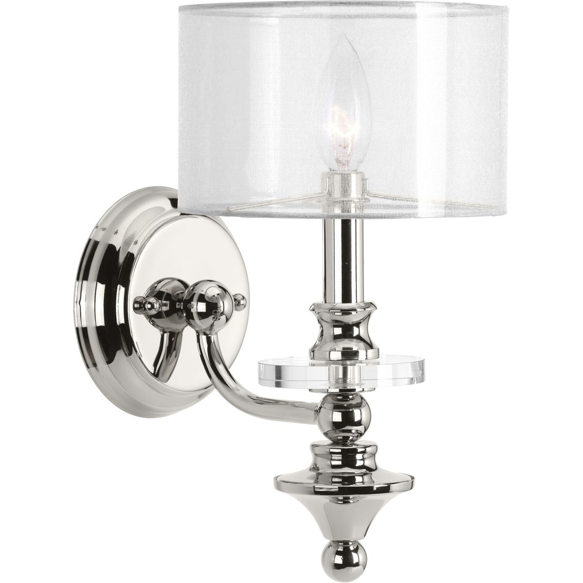PROGRESS LIGHTING P710013-104 Polished Nickel Marche' Collection One-Light Wall Sconce