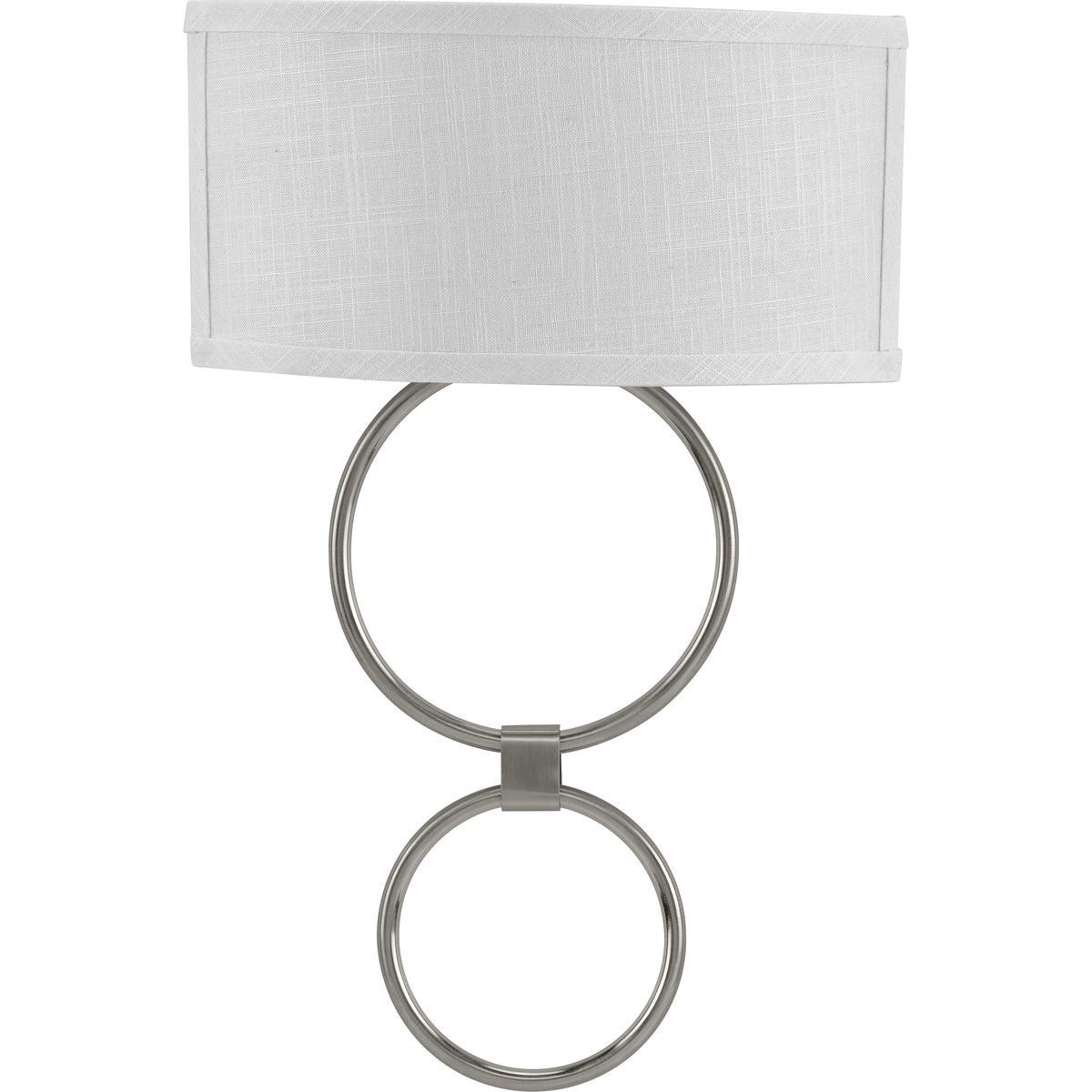 PROGRESS LIGHTING P710058-009-30 Brushed Nickel LED Shaded Sconce Collection Brushed Nickel One-Light Circle LED Wall Sconce