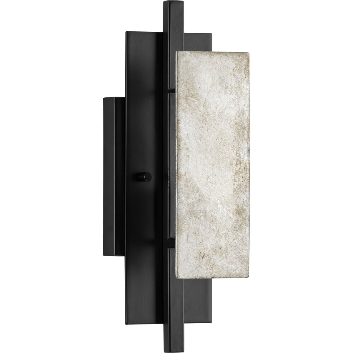PROGRESS LIGHTING P710100-31M Matte Black Lowery Collection One-Light Matte Black/Aged Silver Leaf Industrial Luxe Wall Sconce