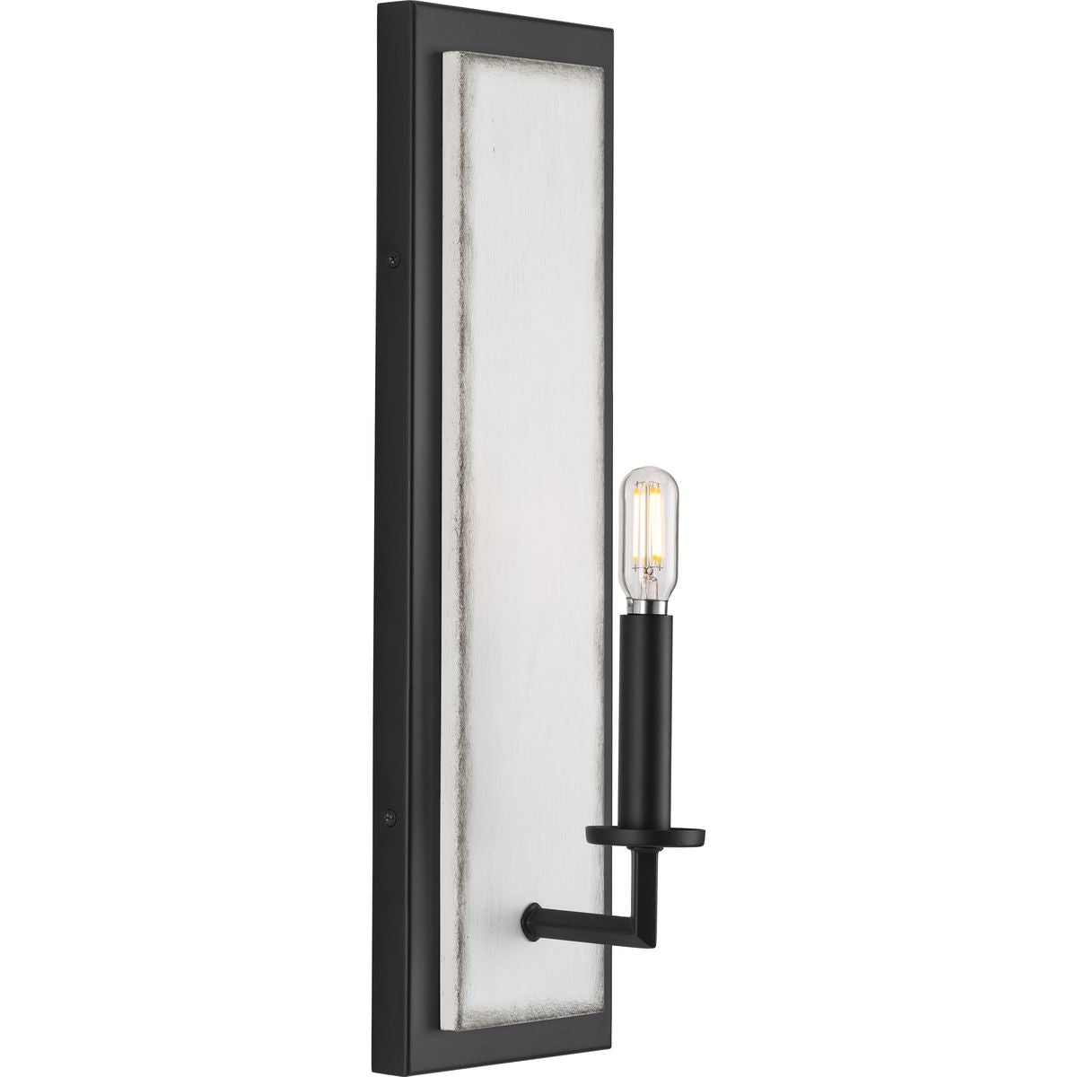 PROGRESS LIGHTING P710109-31M Matte Black Galloway Collection One-Light 18" Matte Black Modern Farmhouse Wall Bracket with Distressed White Accents