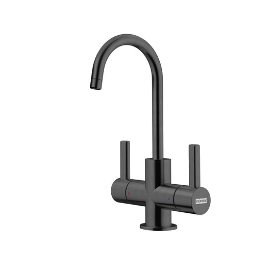 FRANKE UNJ-HC-IBK 8.75-in Double Handle Hot and Cold Water Filtration Faucet in Industrial Black In Industrial Black