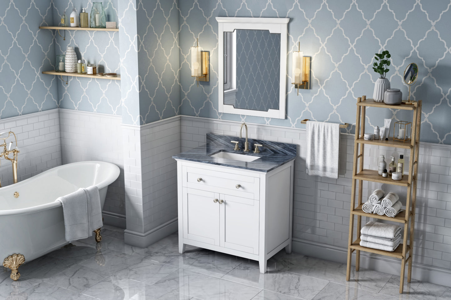 JEFFREY ALEXANDER VKITCHA36WHMGR 36" White Chatham Vanity, Grey Marble Vanity Top, undermount rectangle bowl