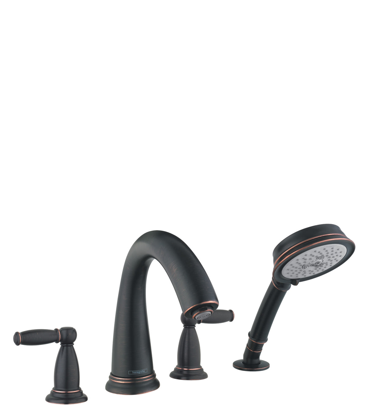 HANSGROHE 06132920 Swing C 4-Hole Roman Tub Set Trim with Lever Handles and 1.8 GPM Handshower in Rubbed Bronze