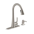 KOHLER K-R22867-SD-VS Vibrant Stainless Maxton Pull-down kitchen faucet with soap/lotion dispenser