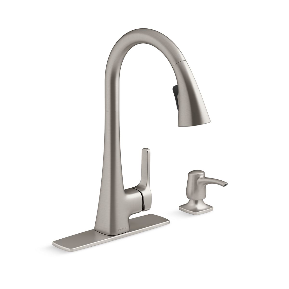 KOHLER K-R22867-SD-VS Vibrant Stainless Maxton® Pull-down kitchen faucet with soap/lotion dispenser