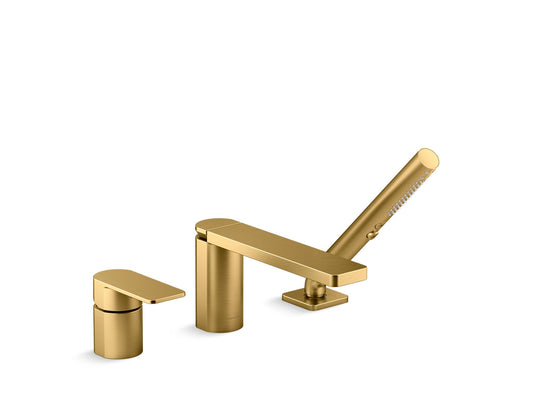 KOHLER K-23488-4-2MB Parallel Deck-Mount Bath Faucet With Handshower In Vibrant Brushed Moderne Brass