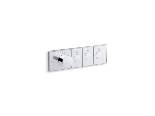 KOHLER K-26347-9-CP Anthem Three-Outlet Recessed Mechanical Thermostatic Valve Control In Polished Chrome