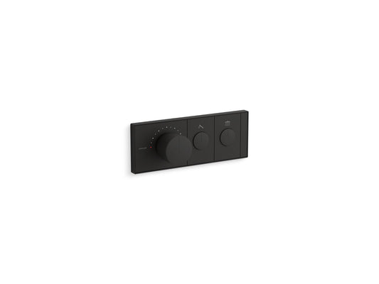 KOHLER K-26346-9-BL Anthem Two-Outlet Recessed Mechanical Thermostatic Valve Control In Matte Black