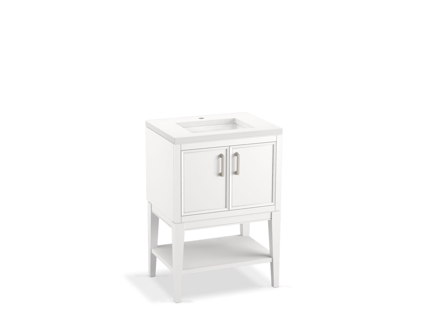 KOHLER K-33577-ASB-0 Winnow 24" Bathroom Vanity Cabinet With Sink And Quartz Top In White