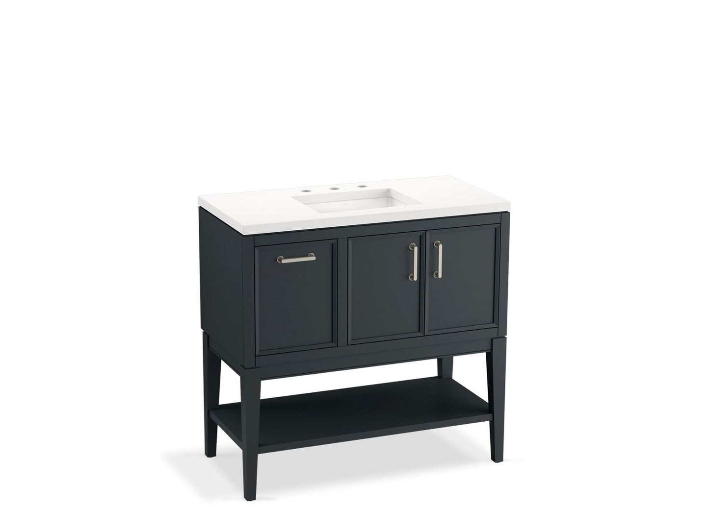 KOHLER K-33579-ASB-1WX Winnow 36" Bathroom Vanity Cabinet With Sink And Quartz Top In Slate Grey